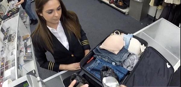  Latin stewardess sucks cock in public for extra money